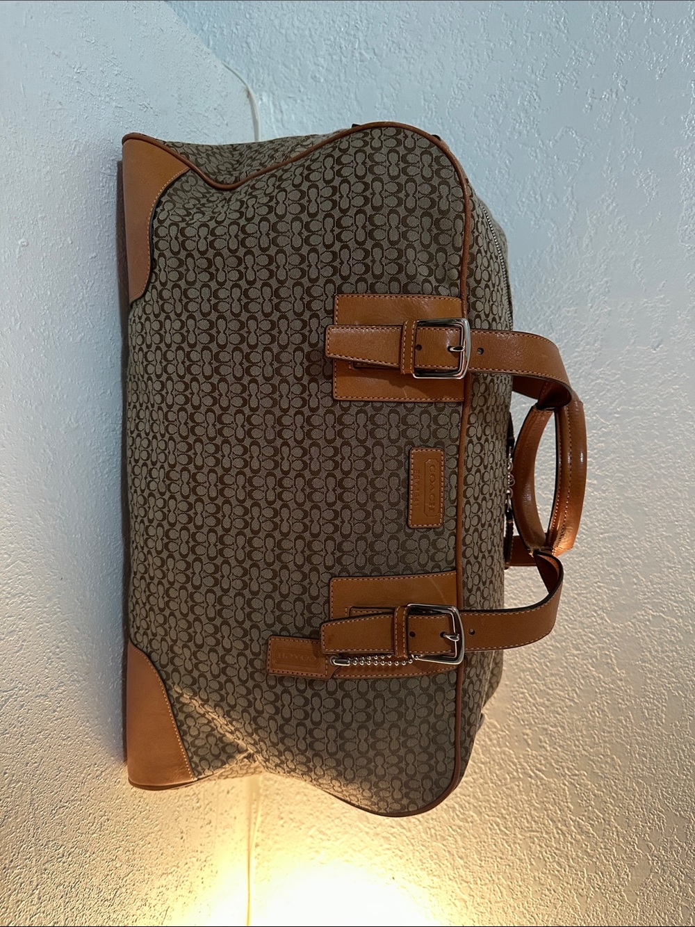 Coach Signature Canvas Duffel with Saddle Leather Trim